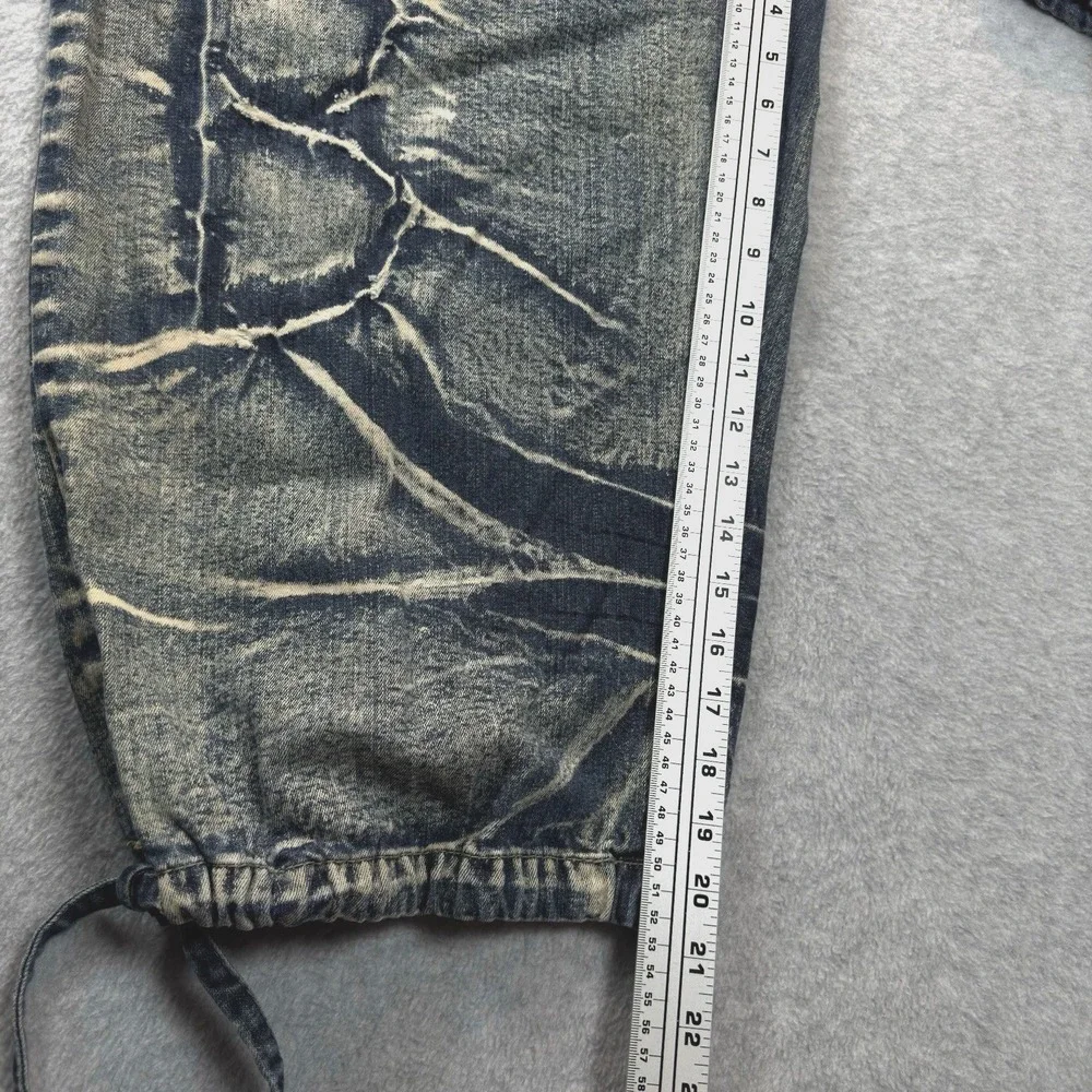 Vintage Y2K Brock Jeans Baggy Distressed Acid Washed Cropped Denim Hip Hop SZ 38